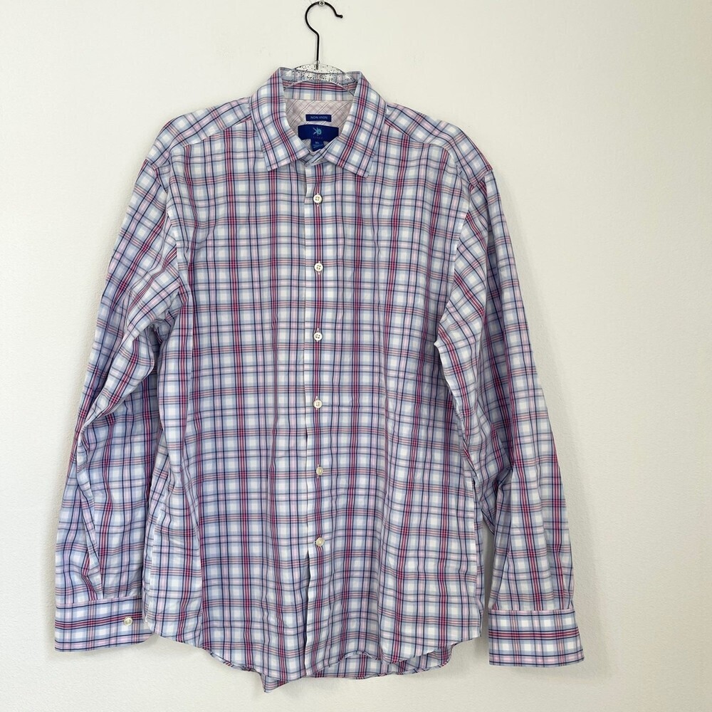EGARA MEN'S PLAID NON IRON SLIM FIT CASUAL SHIRT SIZE XL